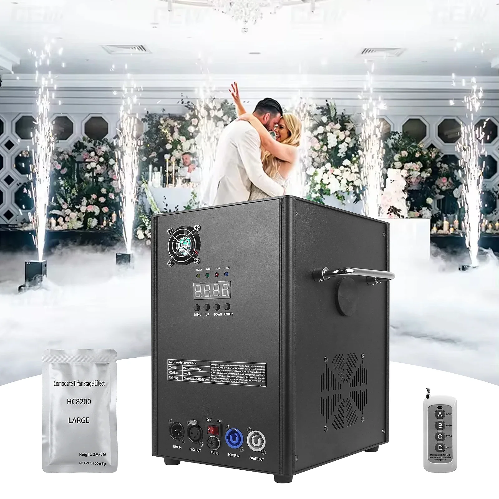 2pcs Cold Fireworks Machines DMX 750W Wedding Party Stage Cold Sparkler Machine 500W Mini Cold Fountain Spark Machine