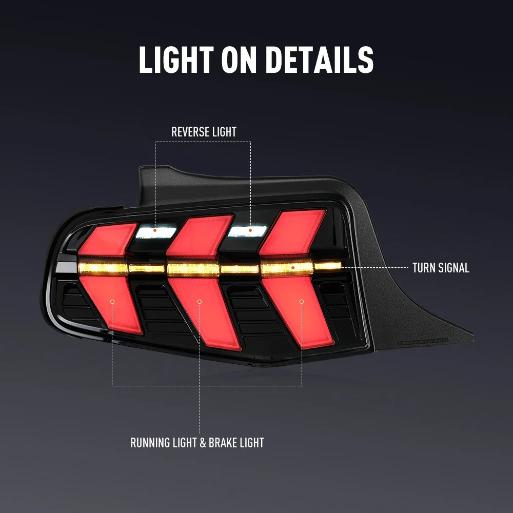 زوج من أضواء خلفية LED لفورد موستانج 2010-2012 DRL عكس الفرامل تحول إشارة التوصيل والتشغيل مجموعة مصابيح الذيل الخلفي للسيارة #3