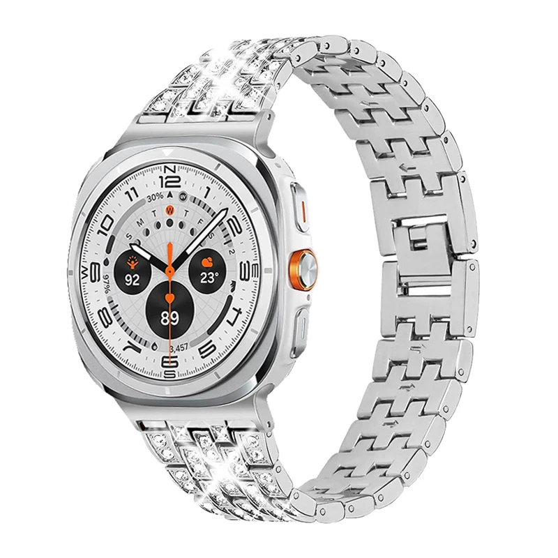 Pulseira de Diamante para Samsung Galaxy Watch Ultra 2025, Bracelete de Metal para Samsung Galaxy Watch 7 Ultra 47mm, Correias para Relógio