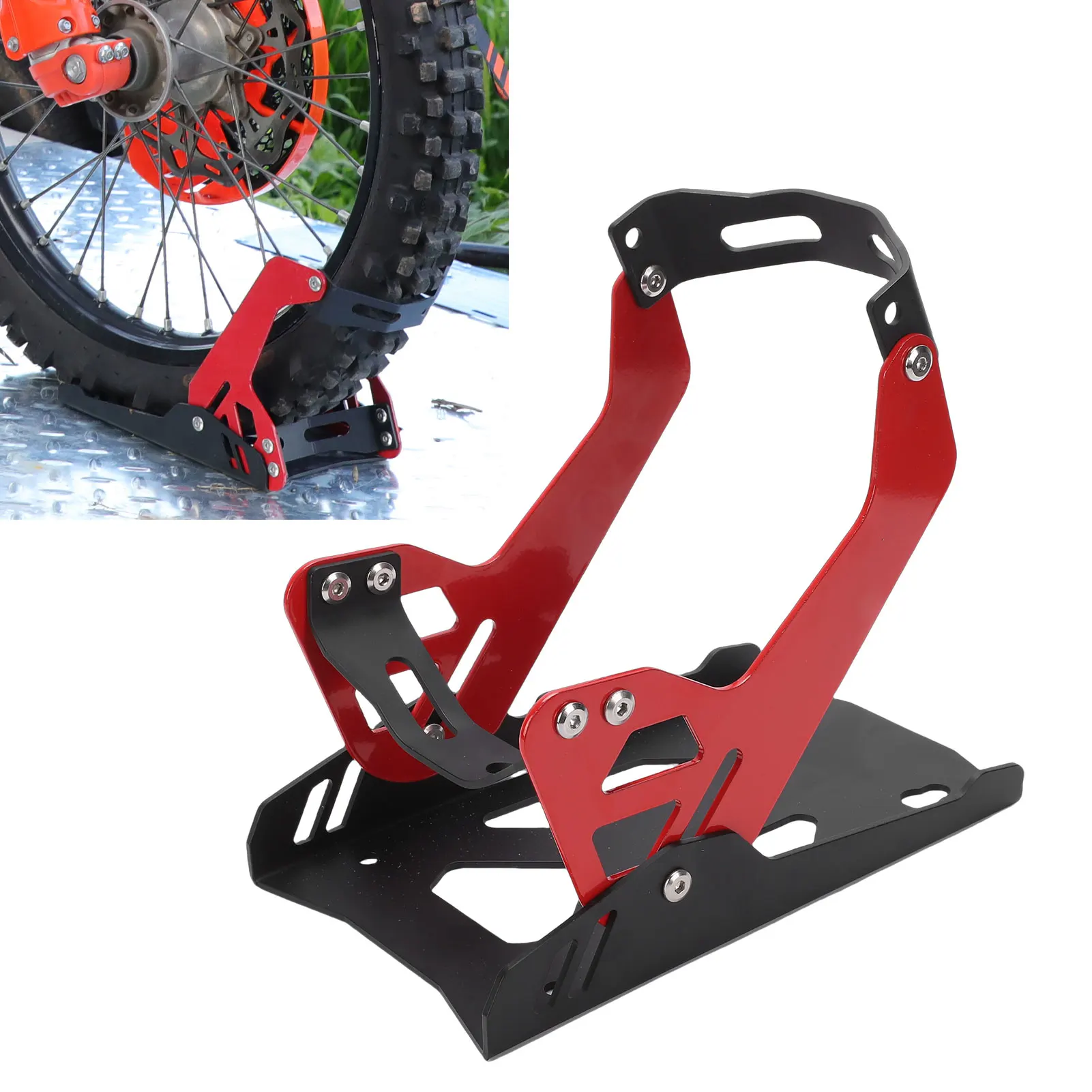 

Motorcycle Wheel Chock 1800 Lbs Foldable Steel Front Wheel Stand for 8-21in Wheel Cruiser Sports Dirt Bikes Trailer Truck