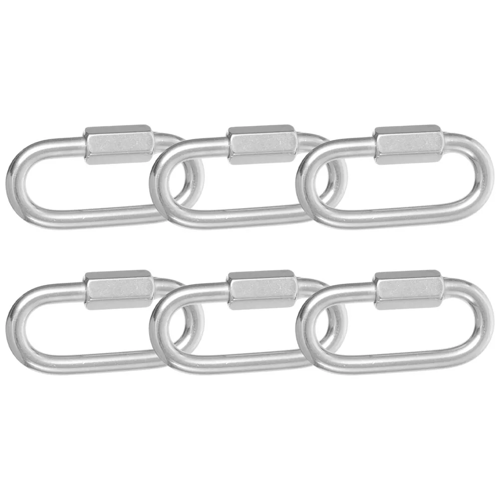 

6pcs Stainless Steel Carabiner Clips M4 Durable Climbing Buckles Camping Gear Outdoor Tools Metal Chain Hardware