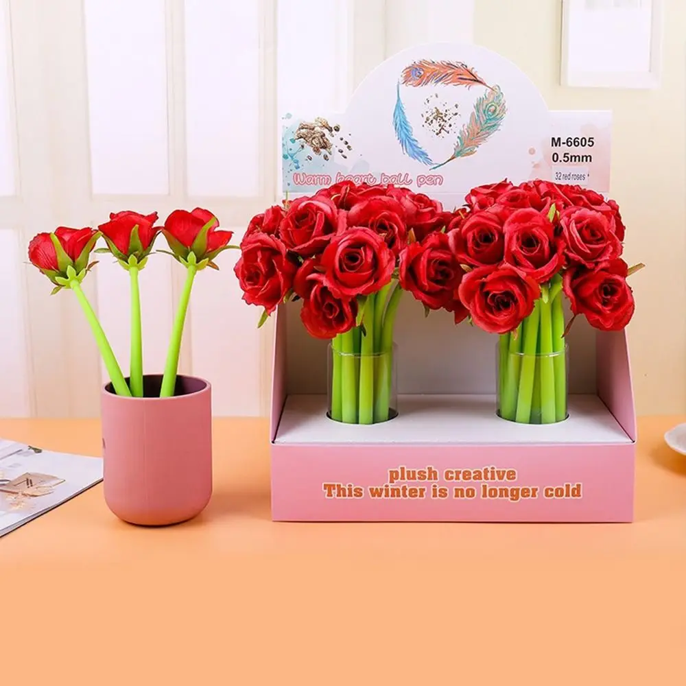 

Simulation Rose Flower Artificial Rose Pens Signing Neutral Gel Pen Dancing Flower Pen 0.5mm Writing Smoothly Gel Ink Pens