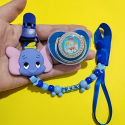 Beautiful Sliver Fruit Blue Silicone Reborn Teethers Baby Toys 3D Babi Finished Dumbo Cartoon Painted Personalized Pacifier Clip