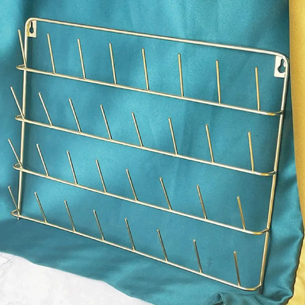 Thread Spool Rack Wall Storage Holder Rustproof Corrosion Resistant Wall Mount Thread Spool Holder Earrings Necklaces Organizer