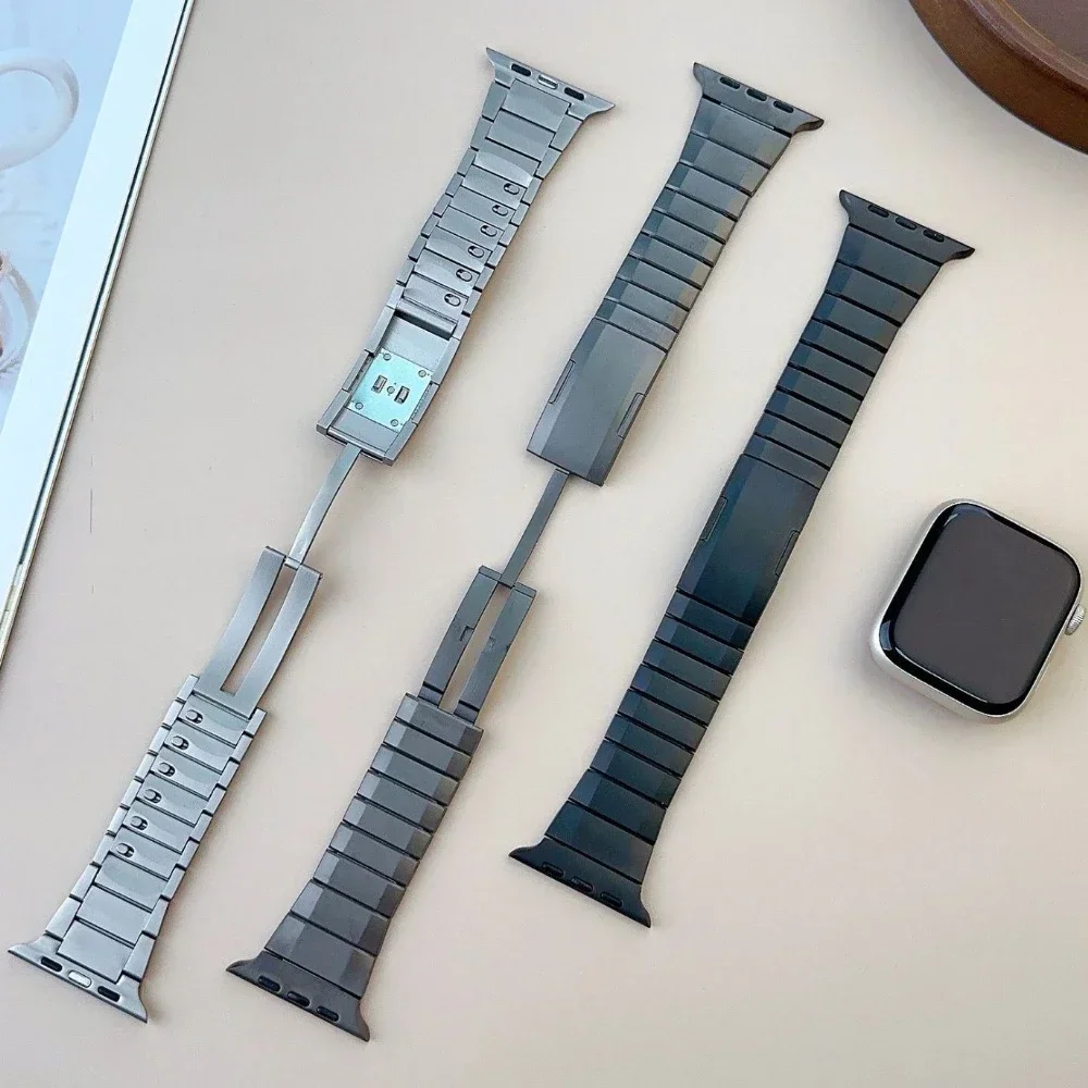 

Ремешок из нержавеющей стали для Apple Watch Series 10 46 мм 42 мм, металлический ремешок-браслет iWatch 9 8 7 6 5 Ultra2 49 мм 45 мм 44 мм 38 40 41 мм
