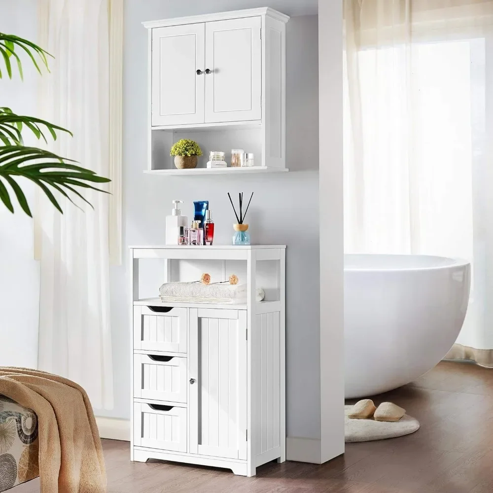 HOFloor-Armoire de rangement en bois, planche Chi autoportante pour cuisine/salon, avec 1 porte et 3 égouts de proximité