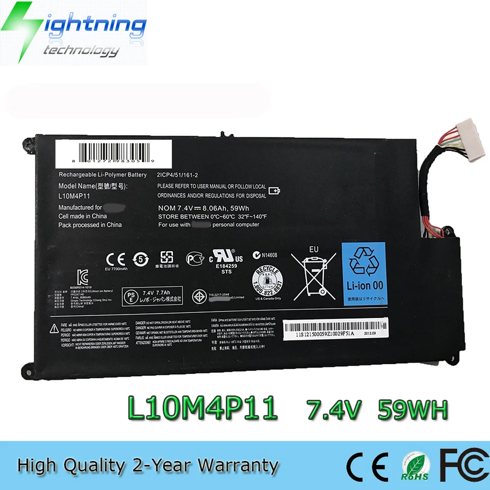

L10M4P11 7.4V 59Wh Laptop Battery for Lenovo IdeaPad U410 U410 Touch Power Supply 121500059 etc.