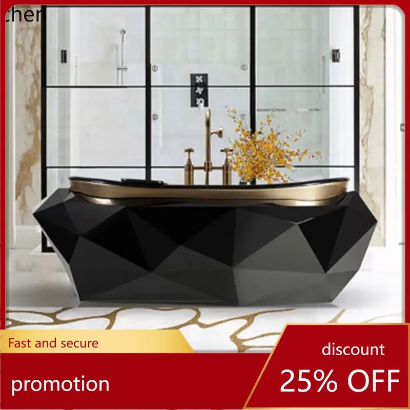 CZ Stainless Steel Diamond-Shaped Bathtub for Villa Hotel Small Household Bathroom Freestanding Tub