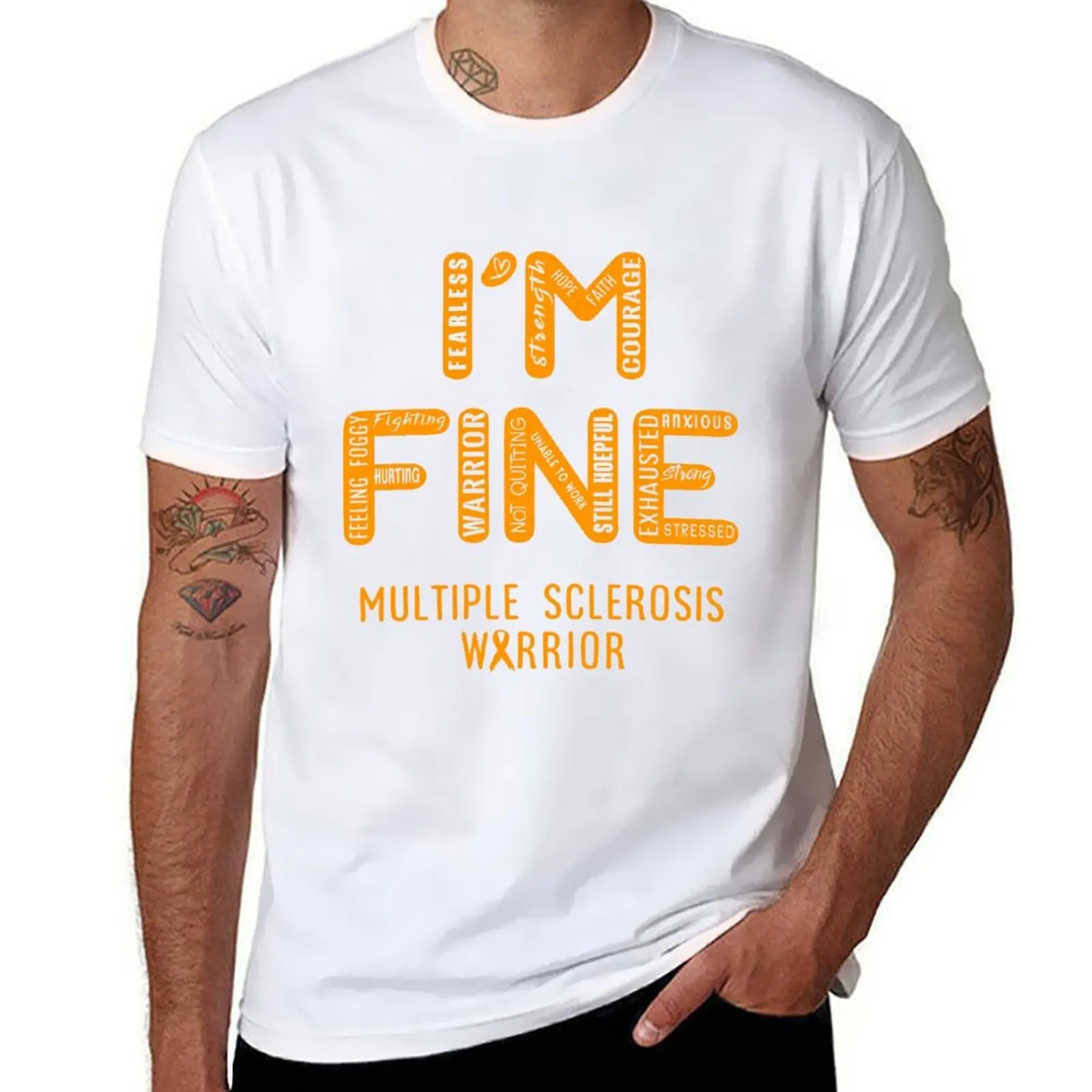 

Multiple Sclerosis Warrior - I Am FINE, Support Multiple Sclerosis Warrior Support Gifts T-Shirt t shirts with prints T-Shirt