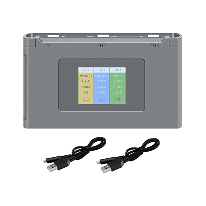 in Stock Display Two-Way Battery Charging Hub for DJI Mini 2/SE Drone,Check Battery Level,Charge Three Batteries in Sequence