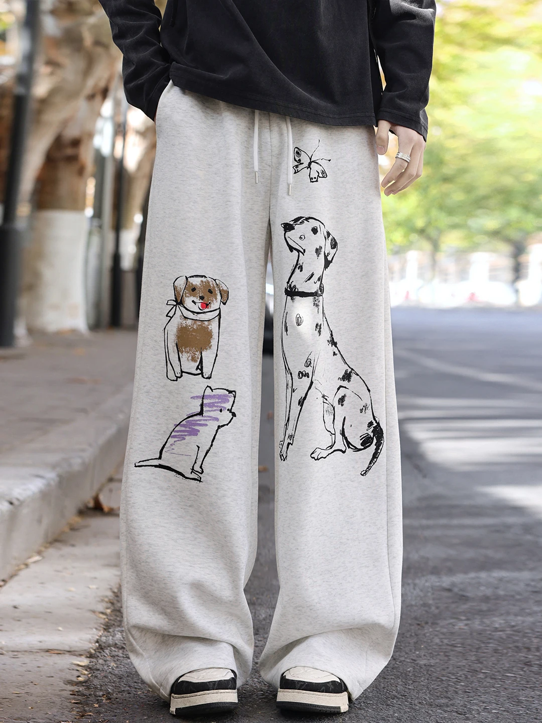 

Elastic Straight Leg Sweatpants Men's plus Size Fitn Casual Pants Trendy Fat People Loose Sports Cotton Polyester Blend