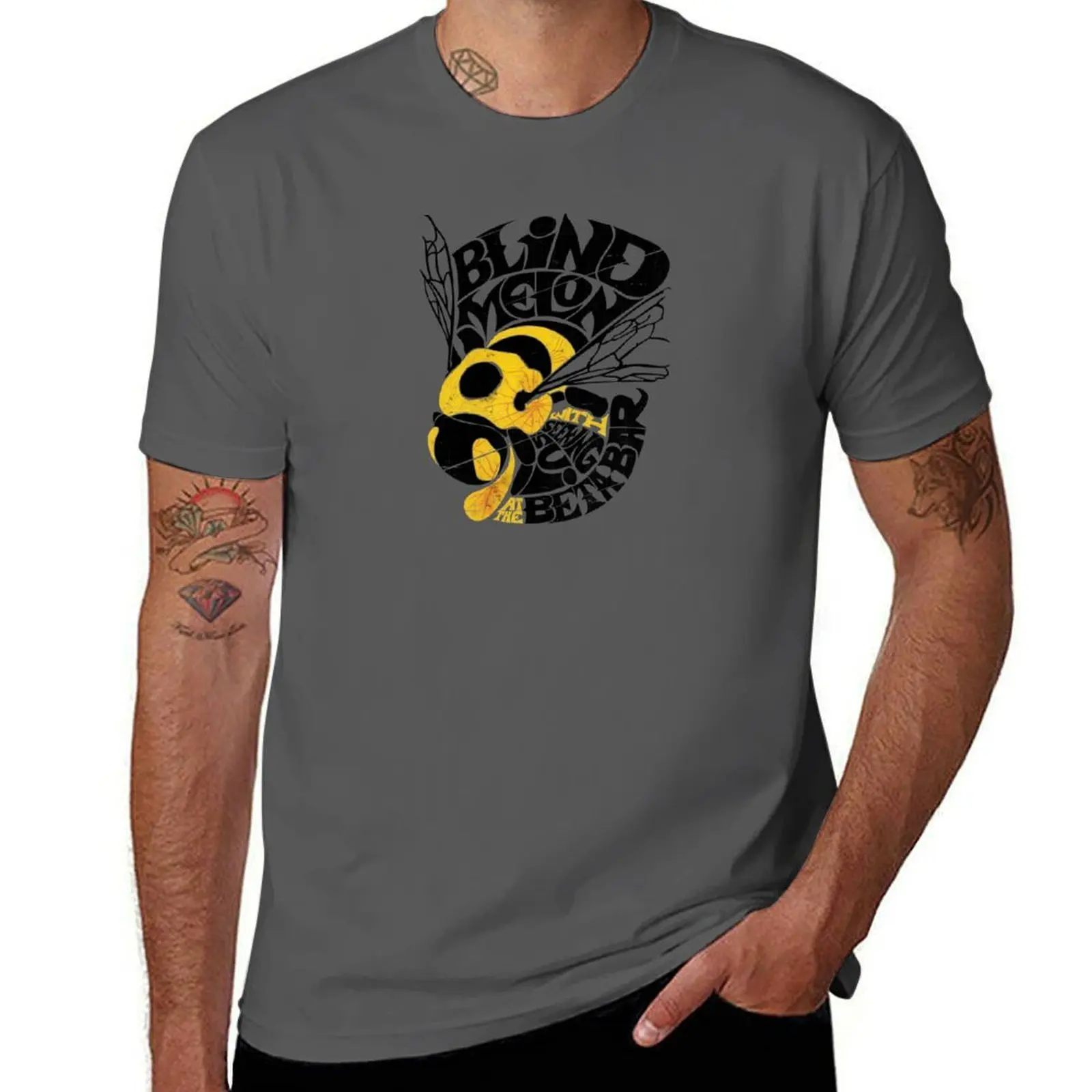Camiseta Bee Blind Melon, camiseta de color liso para tallas grandes y altas