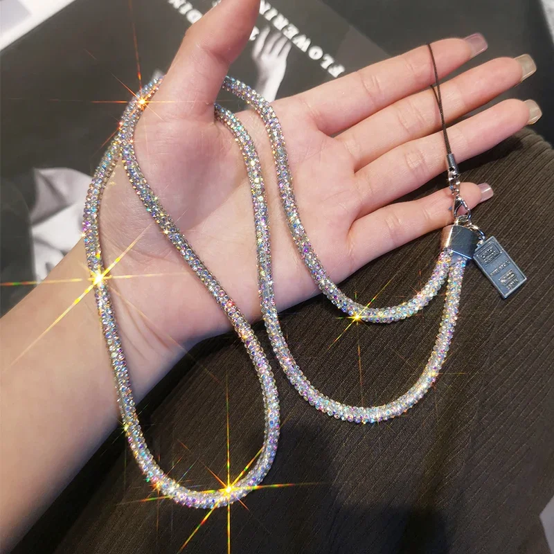 Mobile Phone Lanyard Long Neck Strap Anti Loss Pendant Short Water Diamond Pendant Wrist Chain Luxurious Full Diamond Pendant