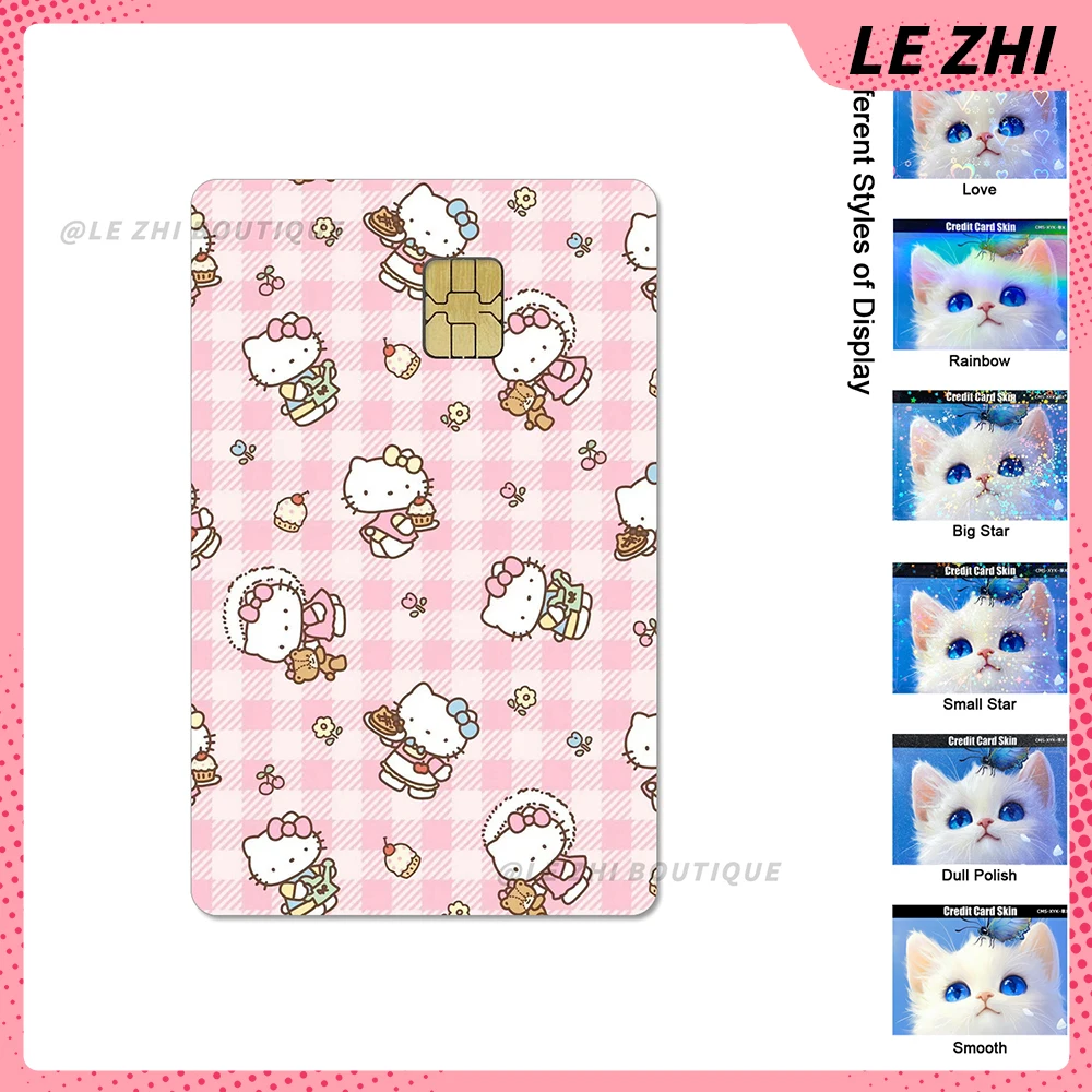 Anime Cartoon Hello Kitty Pvc Credit Card Cover Decoration Diy Waterproof Shining Rainbow Star Love Protective Film Sticker