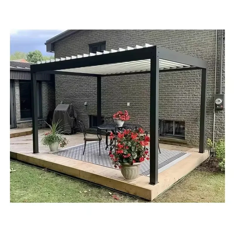 OEM Design Outdoor Garden Patio Terrace Roof Waterproof Motorized Adjustable Balcony Bioclimatic Louvered Aluminum