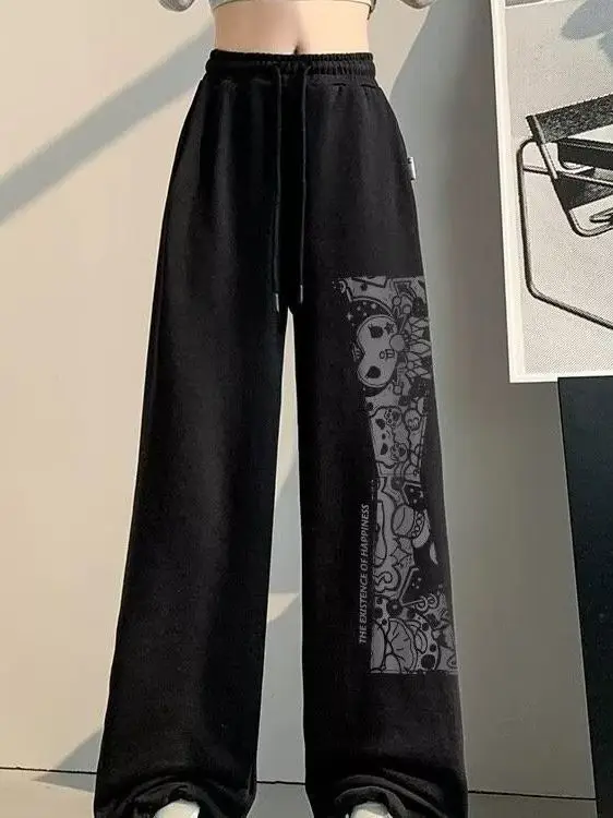 Spodnie damskie plus size z szerokimi nogawkami, luźne, sportowe, długie spodnie na wiosnę i jesień 2026, nowe, bardzo duże rozmiary, spodnie codzienne.