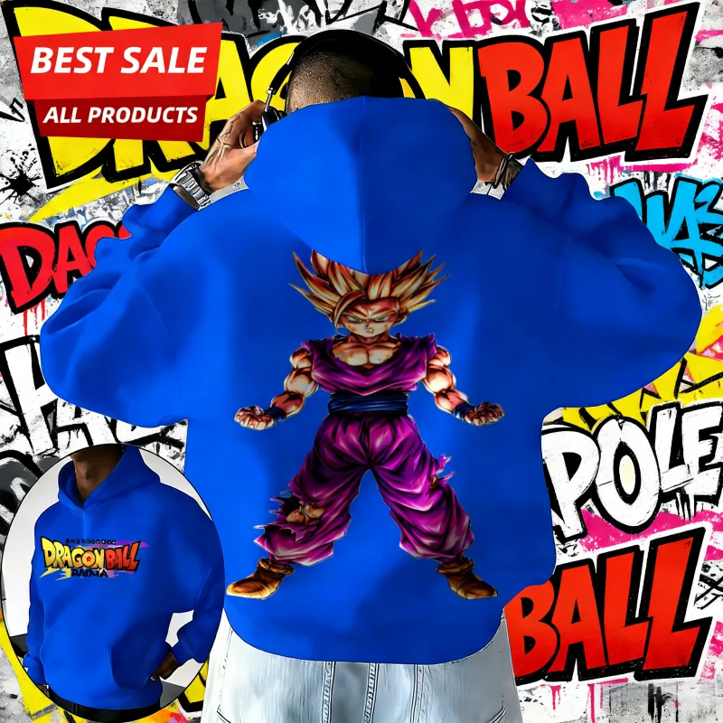 Sudadera con Capucha Dragon Ball DAIMA Otoño Invierno 2026, 100% Algodón, Diseño Vintage Super Saiyan 2 Gohan, Sudadera Unisex para Fanáticos de DBZ