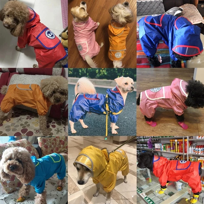 Small Dog Raincoat Waterproof Dog Clothes With Pocket Puppy Jumpsuit Rain Coat Dogs Rain Cape For Teddy Pug Poncho Pet Supplies