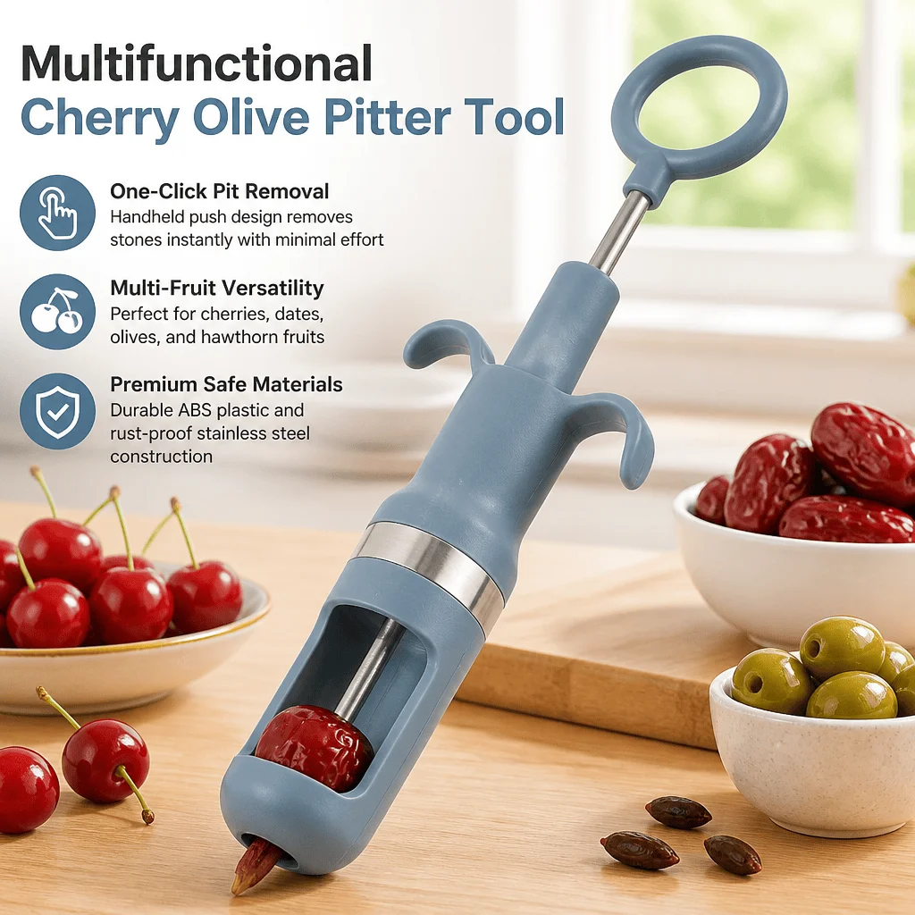 Cherry Pitter Olive Tool Fruit Stone Remover Date Seed Kitchen Gadget Stoner Corer Baking Accessory One Click Multi Fruit