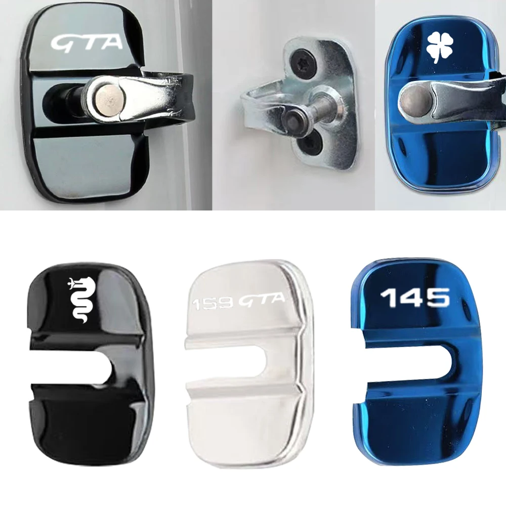 Kit com 4 Protetores de Fechadura de Porta de Carro Antiferrugem e Impermeáveis para Alfa Romeo 145 146 147 156 159 GTA Quadrifoglio 2000 - 2010