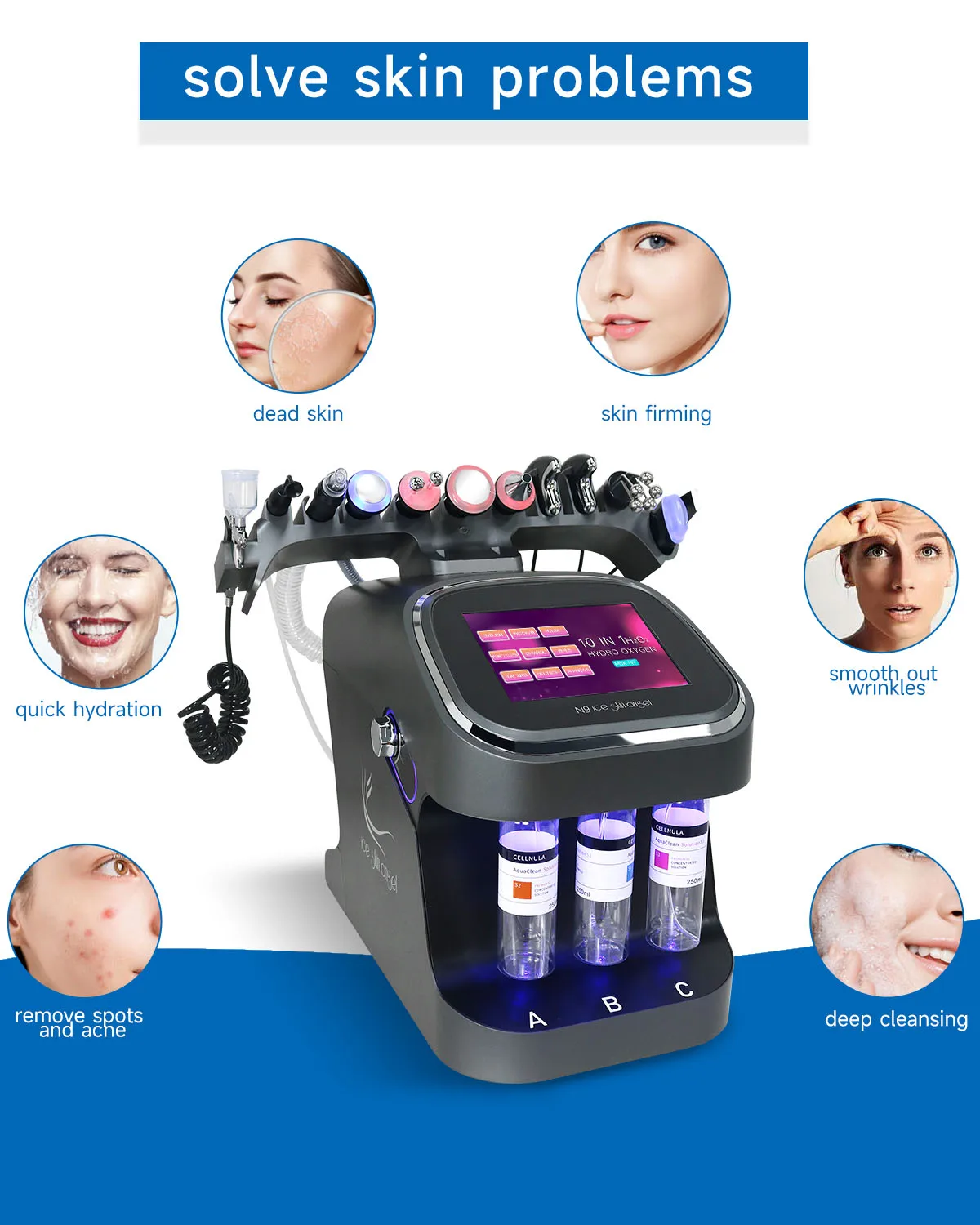 NEWGAGA 10-in-1 gezichtsmachine H2O2 Aqua Peeling Lift Skin Bubble Moisturizer Zuurstofmachine Hydro Huidverzorging Reiniging voor salon