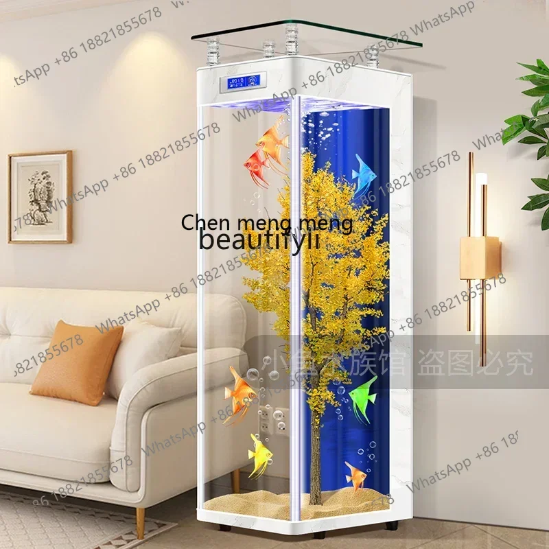 

B178 Light Luxury Fish Tank New Living Room Small Floor Vertical Fish Globe Change Water Ecological Aquarium