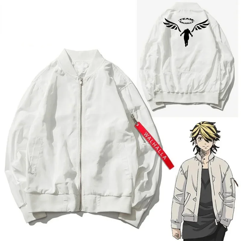 New Anime Cosplay Kazutora Hanemiya Tokyo Revengers Costumes White Coat Valhalla Uniform Baseball Jackets Mikey Draken Hallowe E