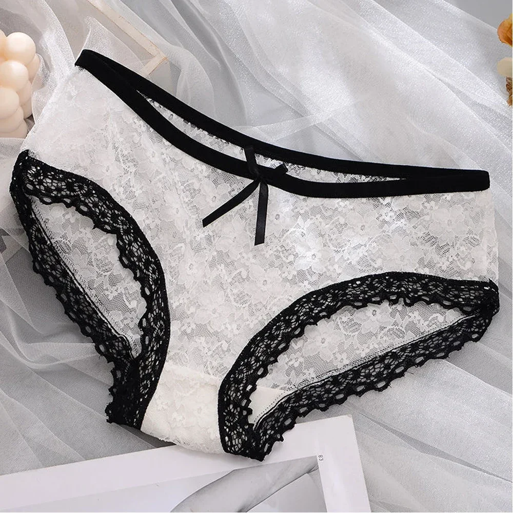 

Lace Panties Women Mid-Waist Sexy Girl Black White Pink Lingerie S-XL Women Panties Floral Lace Comfortable Inner Cotton Shorts