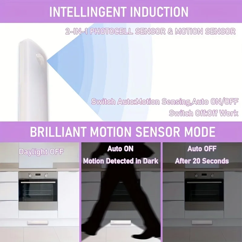 Oświetlenie podszafkowe 6-pakowe oświetlenie z czujnikiem ruchu Wewnętrzne oświetlenie LED USB-C z możliwością ładowania na baterie Przyklejane oświetlenie do nocnej kuchni