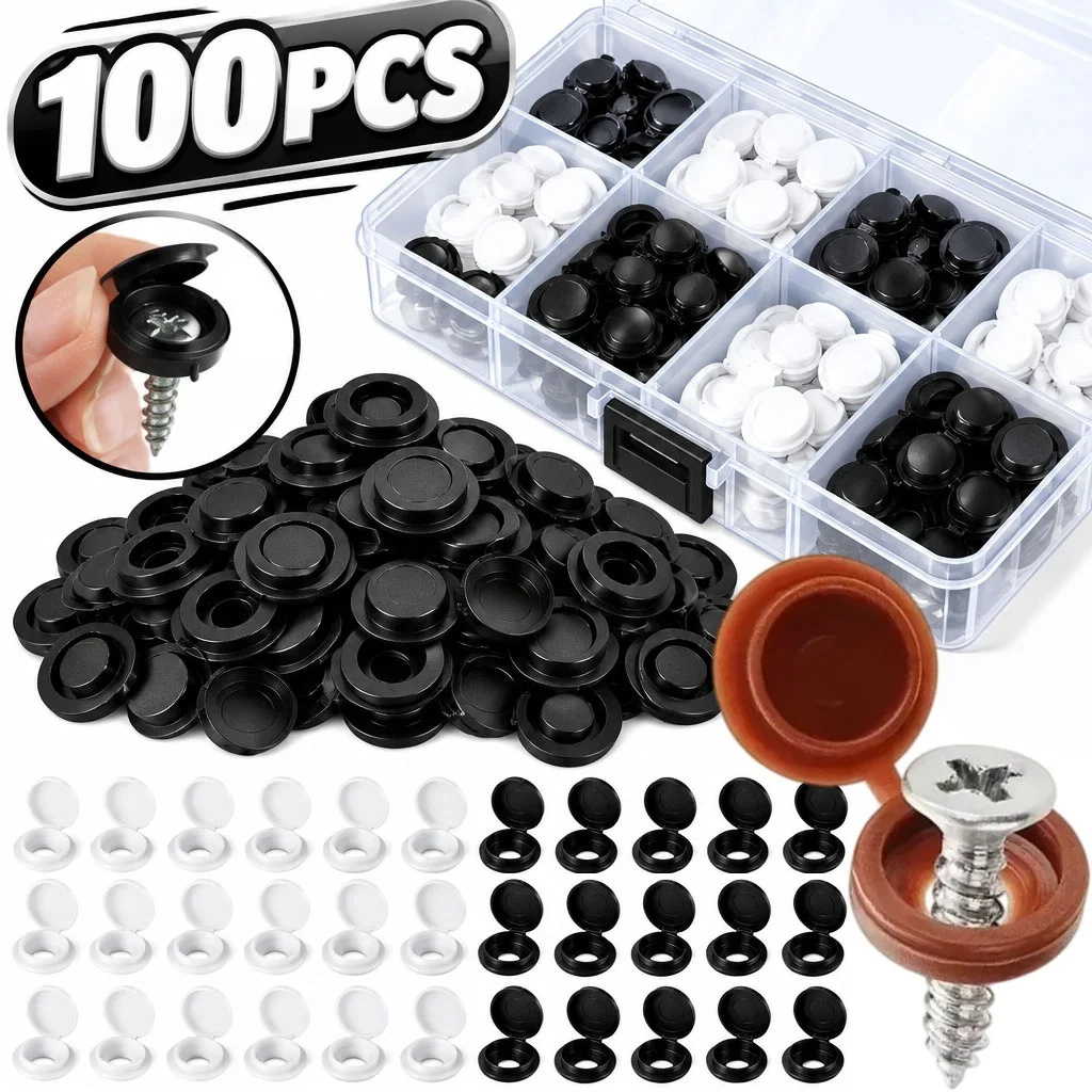 Plastic Nails Hinged Screw Caps Protective Self-tapping Screws Decorative Cover Furniture Hardware Nuts Bolts Folding Cap