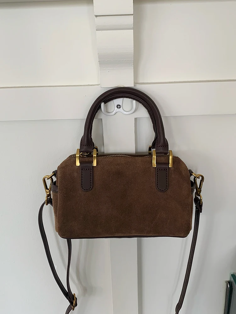 Vintage Suede Women's Handage Autumn Winter New Zipper Shoulder Strap Versatile Crossbody Bag Korean Style Elegant Shoulder Bags