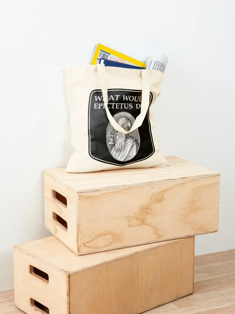 Epictetus Stoic Philosopher Stoicism Quote WHAT WOULD EPICTETUS DO? Stoa Philosophy Tote Bag