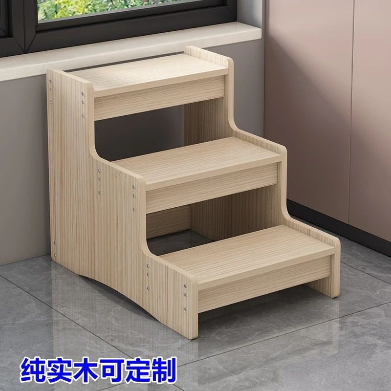 Solid wood household stairs, two-step, three-step dual-purpose storage, climbing steps, pedal benches, bay window sills, balconi