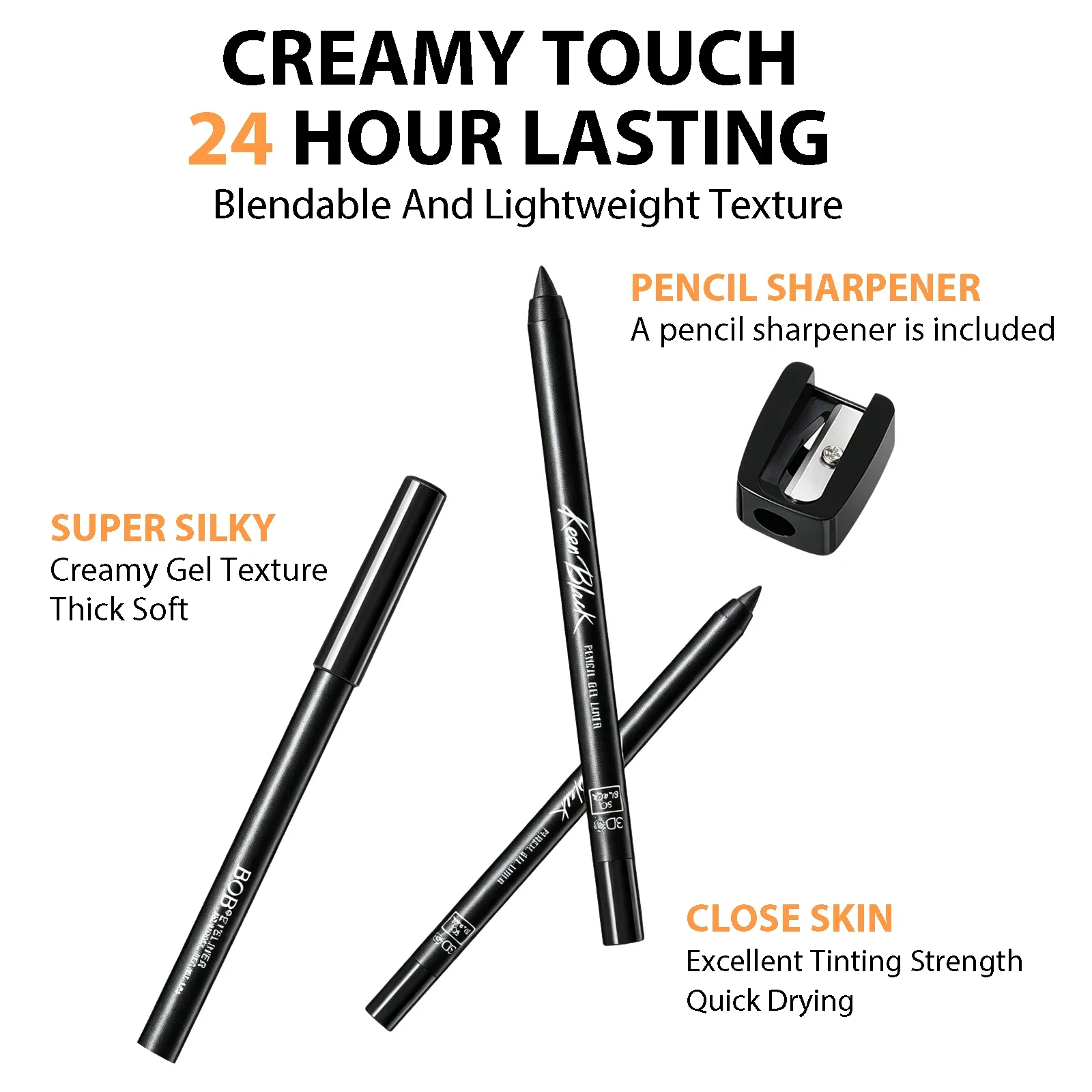 Beginner-Friendly Waterproof Eyeliner Pencil Smooth Texture Combined Makeup Smudge-Proof Eyeliner High Pigmented