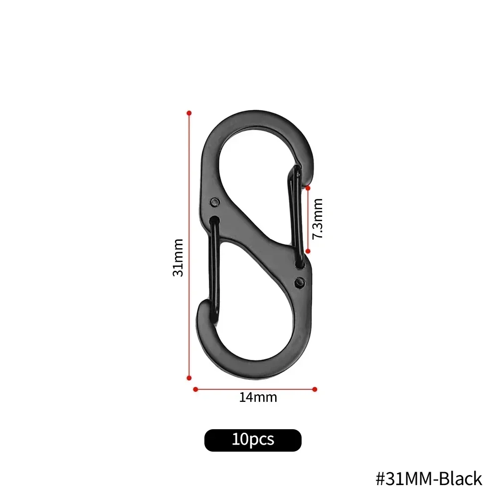 10Pcs S Typ Mini Schlüsselbund Haken Edelstahl Karabiner Mit Schloss Anti-Diebstahl Outdoor Camping Rucksack Schnalle Key-Lock Werkzeug