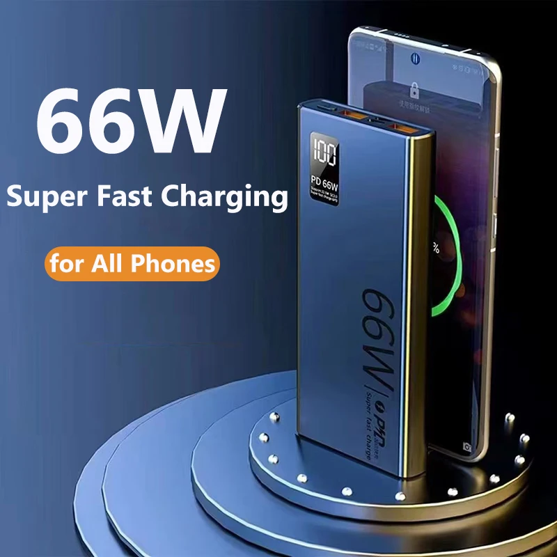 New 30000mAh Power Bank 66W Super Fast Charging Portable Powerbank for iPhone 16 15 pro Max Mini Samsung Xiaomi External Battery