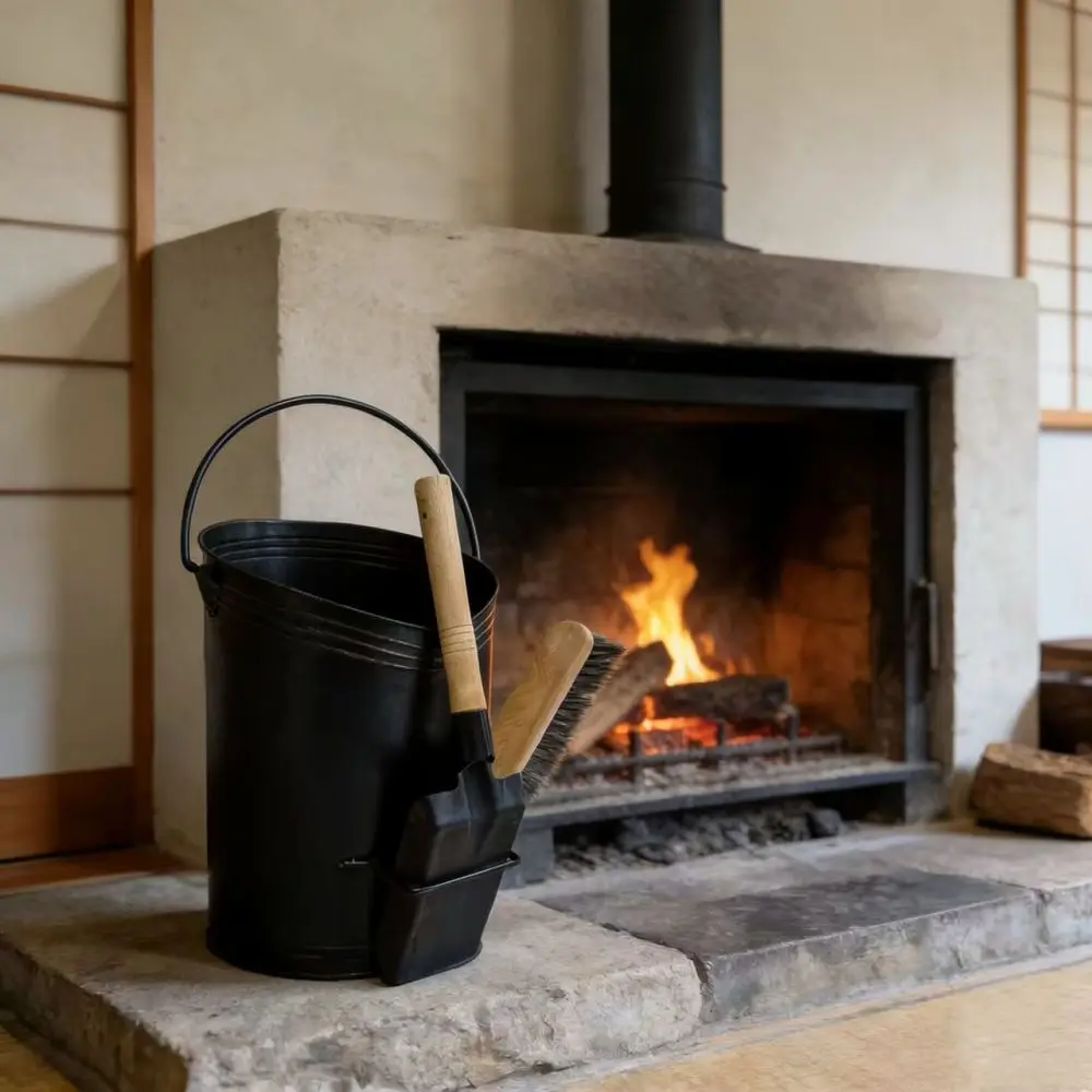 Reliable Fireplace Ash Bucket Shovel Brush Kit For Wood Burning Stove Hearth Maintenance Outdoor Fire Pit Tools view 3