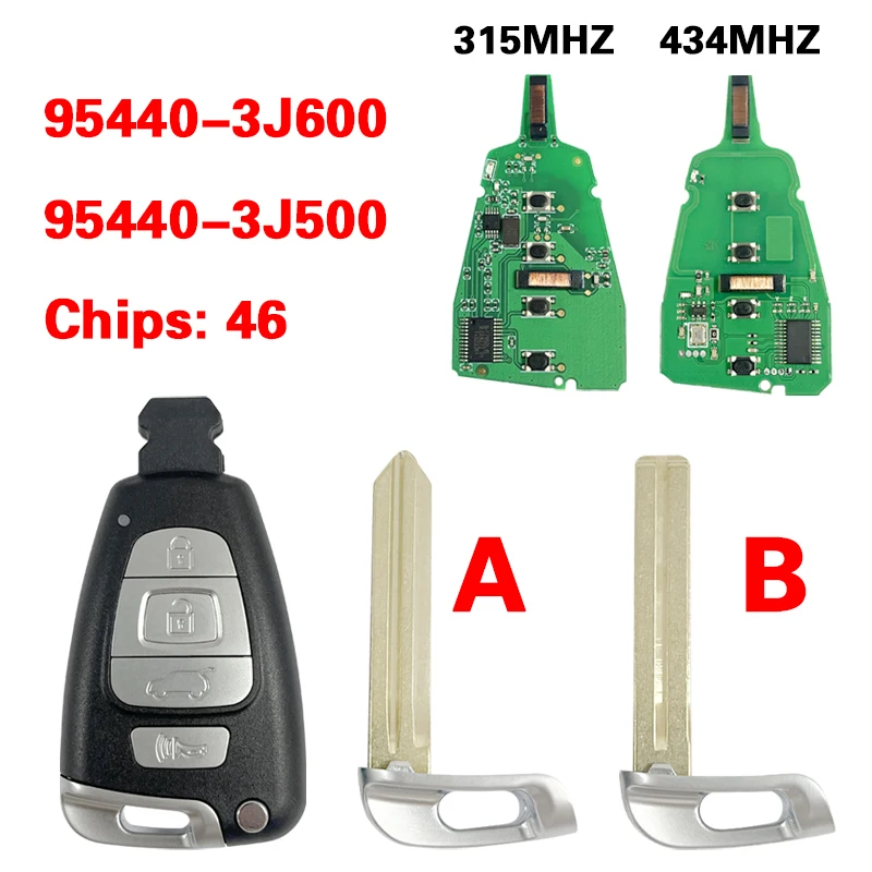 

CN020185 PN 95440-3J600 3J500 For Hyundai Veracruz Smart Remote Fob Key 315MHZ 433MHZ w/ Hatch FCC SY5SVISMKFNA04 46 Chip