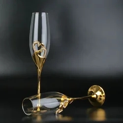 Crystal champagne glasses, wedding goblets, red wine glasses, European household sparkling sweet wine glasses, golden glasses