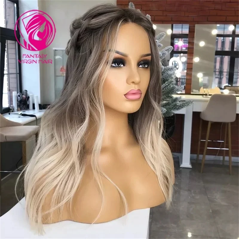 Balayage Ash blond koronkowa peruka na przód miód blond 13x 4/13x6 falista Remy koronkowa peruka dla kobiet wyróżnij ludzkie włosy