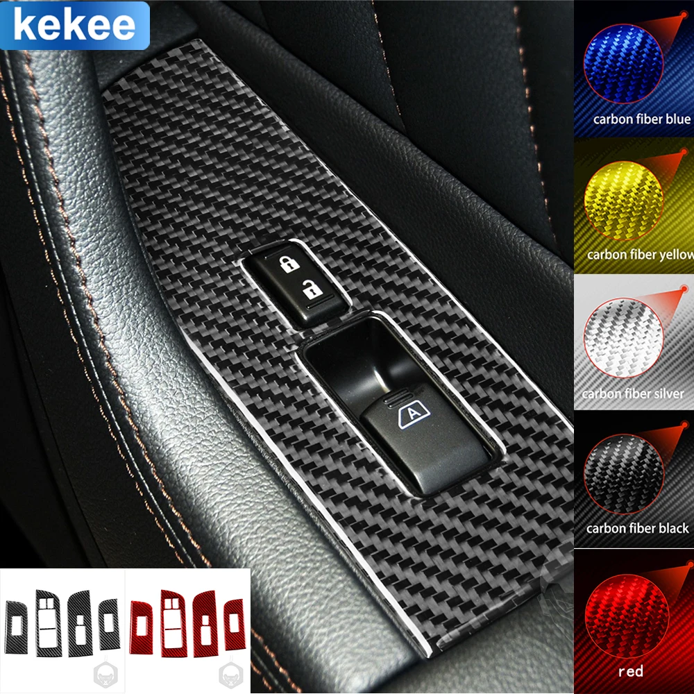 

For Infiniti FX QX70 Window Lift Control Panel Button Frame Tuning Real Carbon Fiber Sticker Car Interior Moulding Accessories