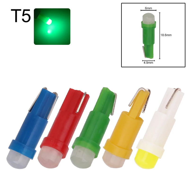 10pcs Instrument Light T5 T3 T4.2 T4.7 B8.5 1 LED Ceramic Car Auto Side Wedge Gauge Dashboard Lamp Bulb DC12V orange valley