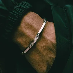 Twisted Woven Bangles for Men's Fashion Retro Bracelet Jewelry Gift Stainless Steel Trend Men's Bangle Twisted Wave Adjustable