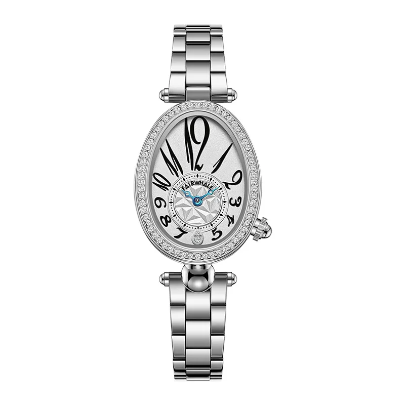 Women's Steel Band Watch with Diamond Fritillaria Rhinestone Butterfly Clasp in Irregular Shape