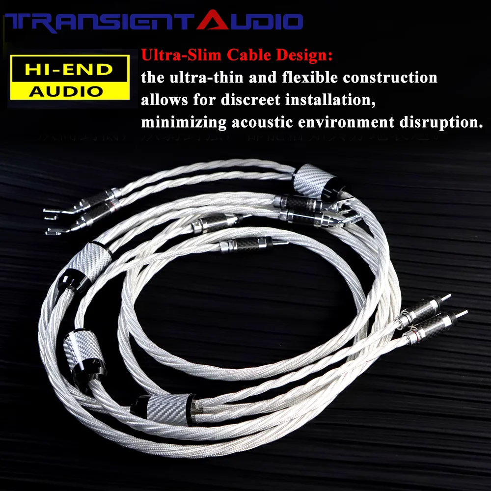 TRANSIENTHI-Fi  High-Fidelity Single Crystal Silver Hi-End Speaker Cable for HIFI Audio Systems CD Tube Amplifier