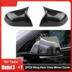 For Tesla Model 3 Model Y Rear View Door Wing Side Mirror Cover Caps Shell Case rearview Cap Exterior Accessories Carbon Fiber