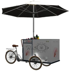 OEM Street Ice Cream Vending Food Trcycle with Freezer Snack Breakfast Coffee Bike Electric Food Delivery Bicycle Cart for Sale