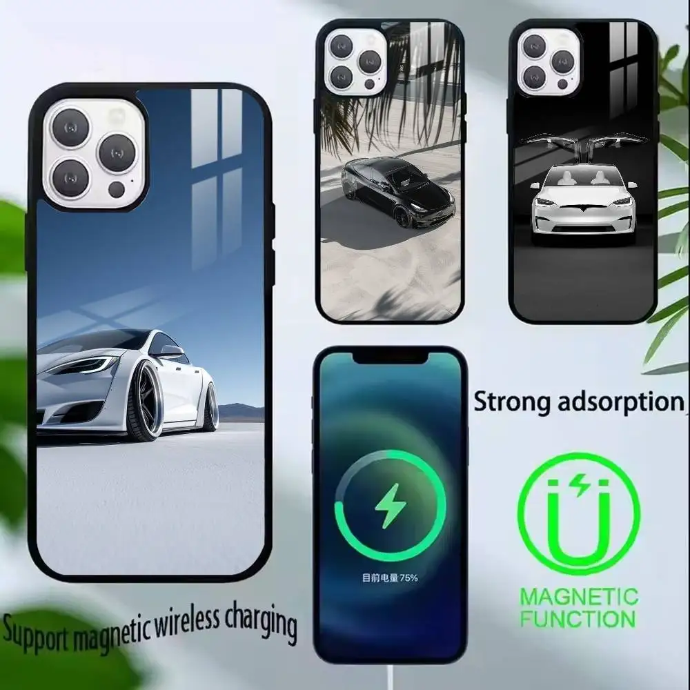 Model 3 Y Car  Phone Case For iPhone17,16,15,14,13,12,11 Plus,Pro Allows magnetic wireless charging