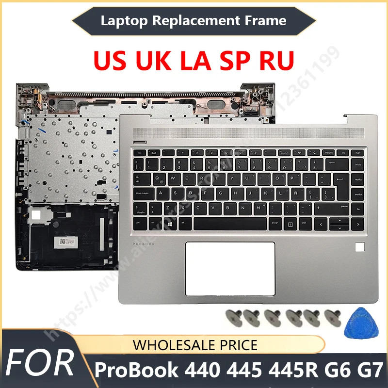 

US UK LA SP RU laptop keyboard NEW For HP Probook 440 G6 445 445R G6 G7 Palmrest replacement parts L65225-001 ZHAN66 PRO14 G2