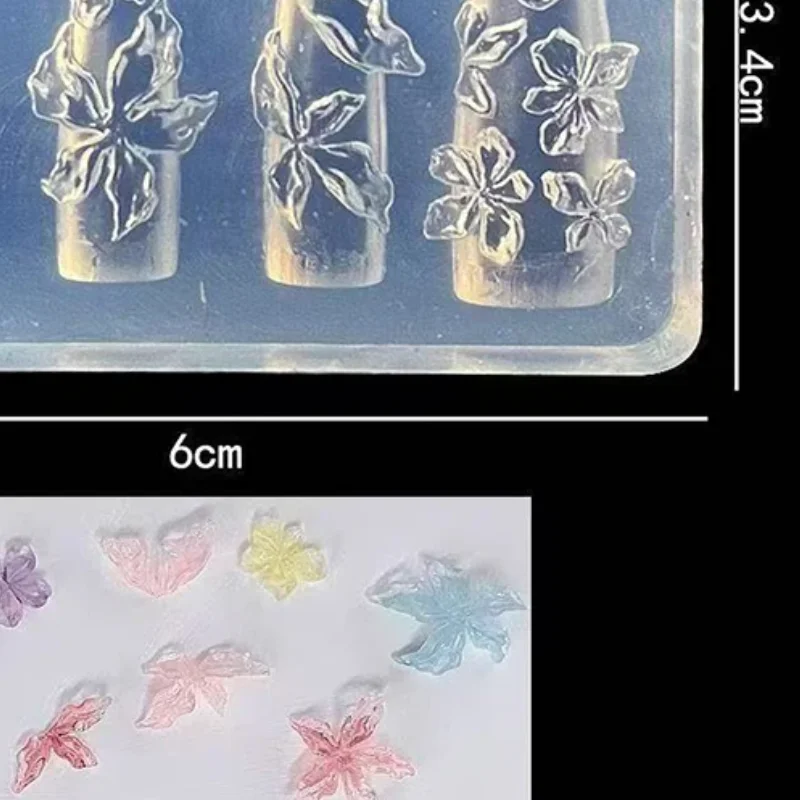 Flower Serie 3D Silicone Nail Accessories Carving Mold Ice Flower Lily Diy Template Nail Art Carving Mold Charms